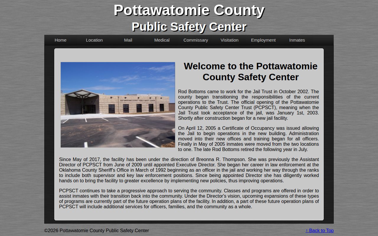 Pottawatomie County Public Safety Center release records history page