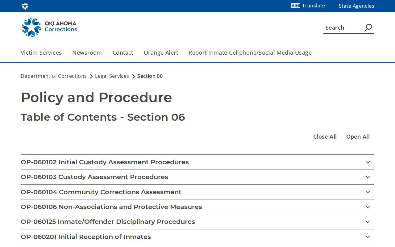 Official ODOC projected release date policy for Pottawatomie County records